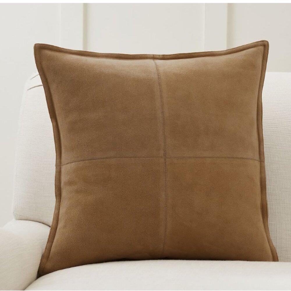 Pottery Barn Pieced Suede Pillow 20x20 Color Camel Brown
